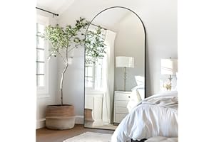 HIGREENA Arched Full Length Mirror, 75"x35" Large Mirror Full Length with Aluminum Alloy Frame, Free Standing Mirror, Floor Mirror Hanging or Leaning Against Wall, Black