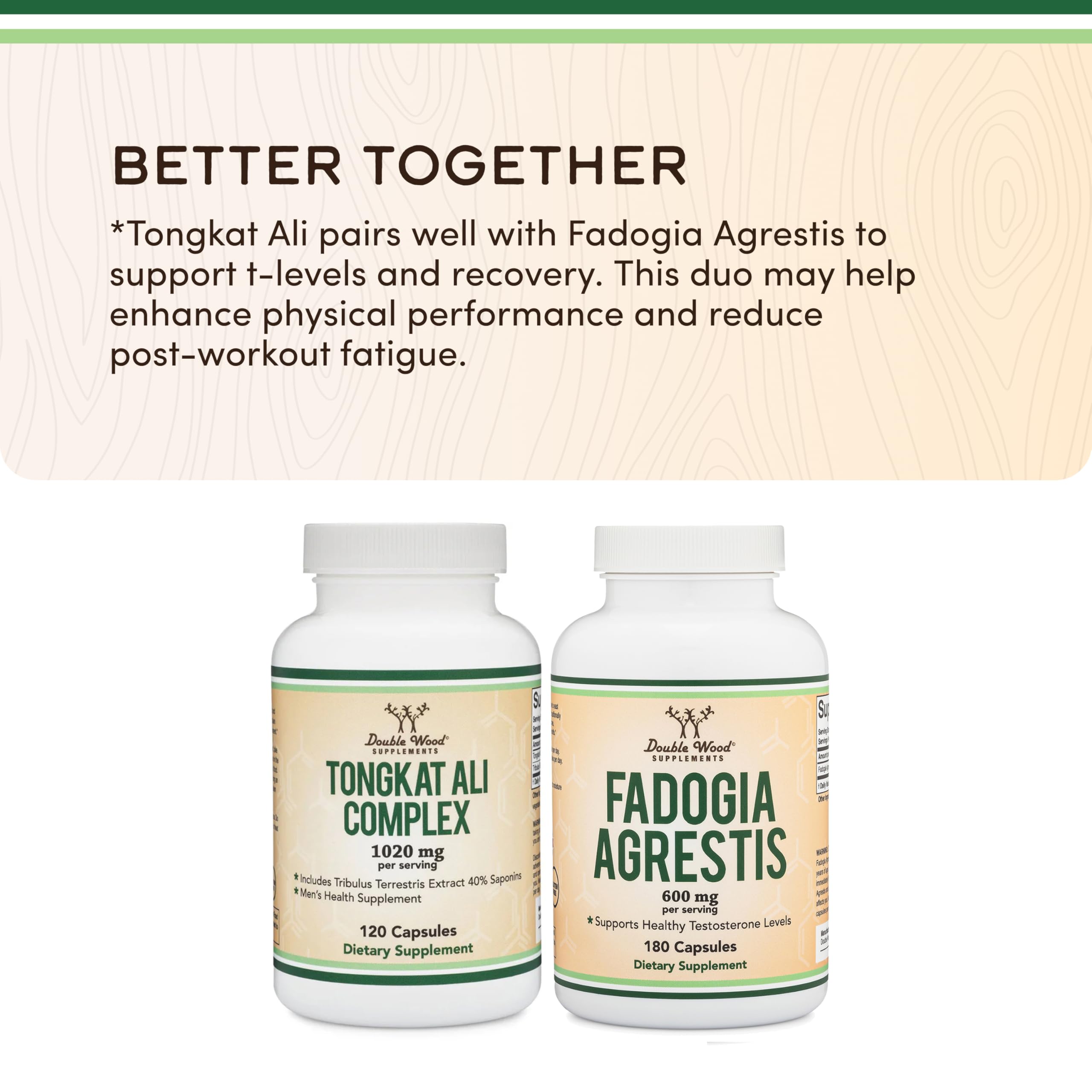 Tongkat Ali Extract 200 to 1 for Men (Longjack) Eurycoma Longifolia, 1000mg per Serving, 120 Capsules - Men's Health Support with 20mg Tribulus Terrestris (Third Party Tested) by Double Wood