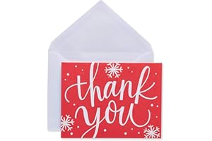 American Greetings Holiday Thank you Cards with Envelopes, Red Snowflakes (25-Count)