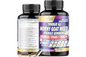ORGANIC CADANE Horny Goat Weed 7500mg Tongkat Ali 1500mg Panax Ginseng 1000mg Supplement - Extra Strength, Circulation & Joint Health Support - 12in1 Plus with Tribulus, Maca Root & More - 90 Capsules for 3 Months