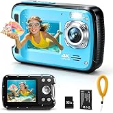 Underwater Camera 4K 17FT Waterproof 48MP Autofocus Dual-Screen Selfie Compact Travel Camera for Snorkeling with 32GB Card Fill Light Float Strap Birthday Gifts