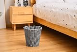Zuvo Round Wicker Waste Paper Bin Grey 25x25x18 cm view 8