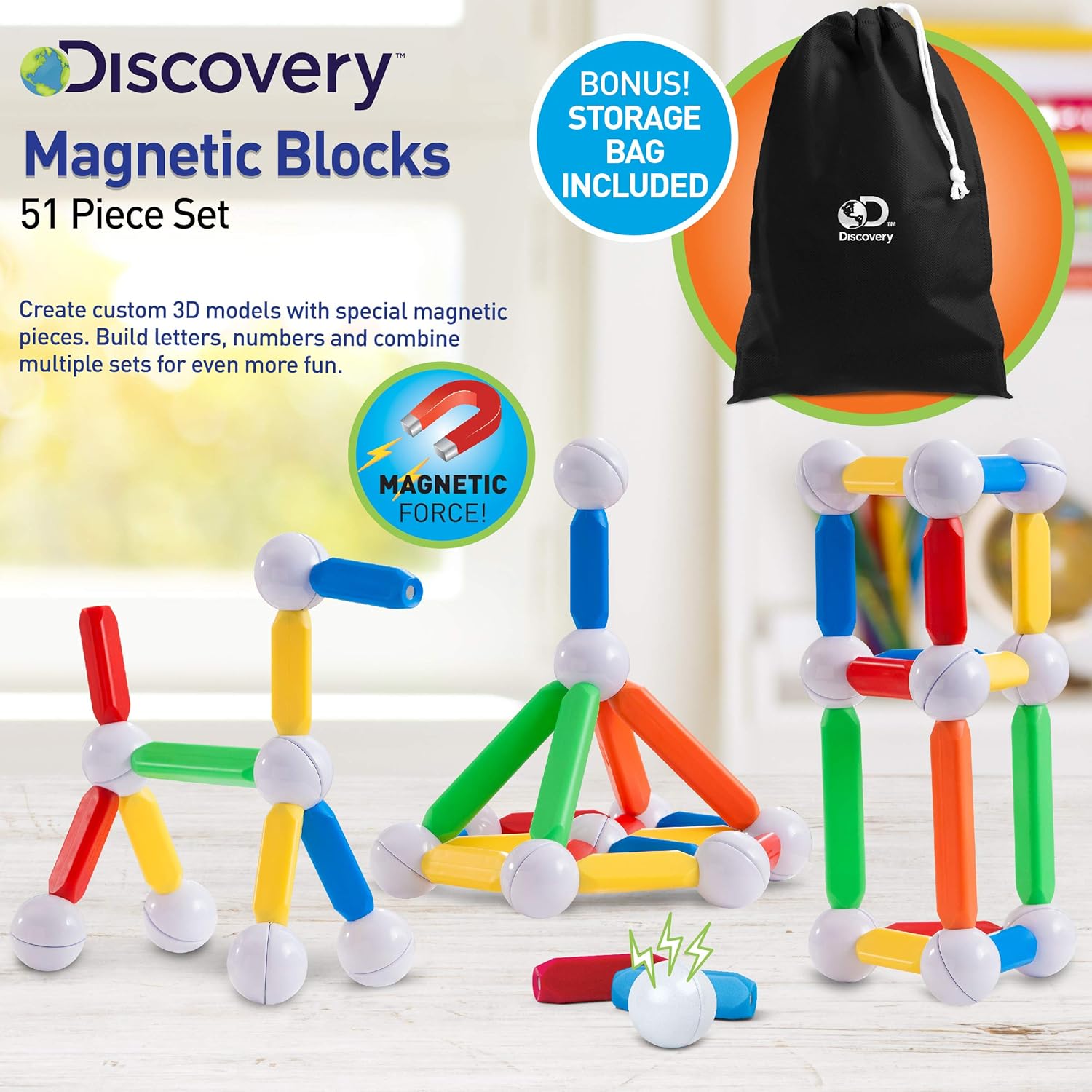 discovery magnetic blocks 51 piece set