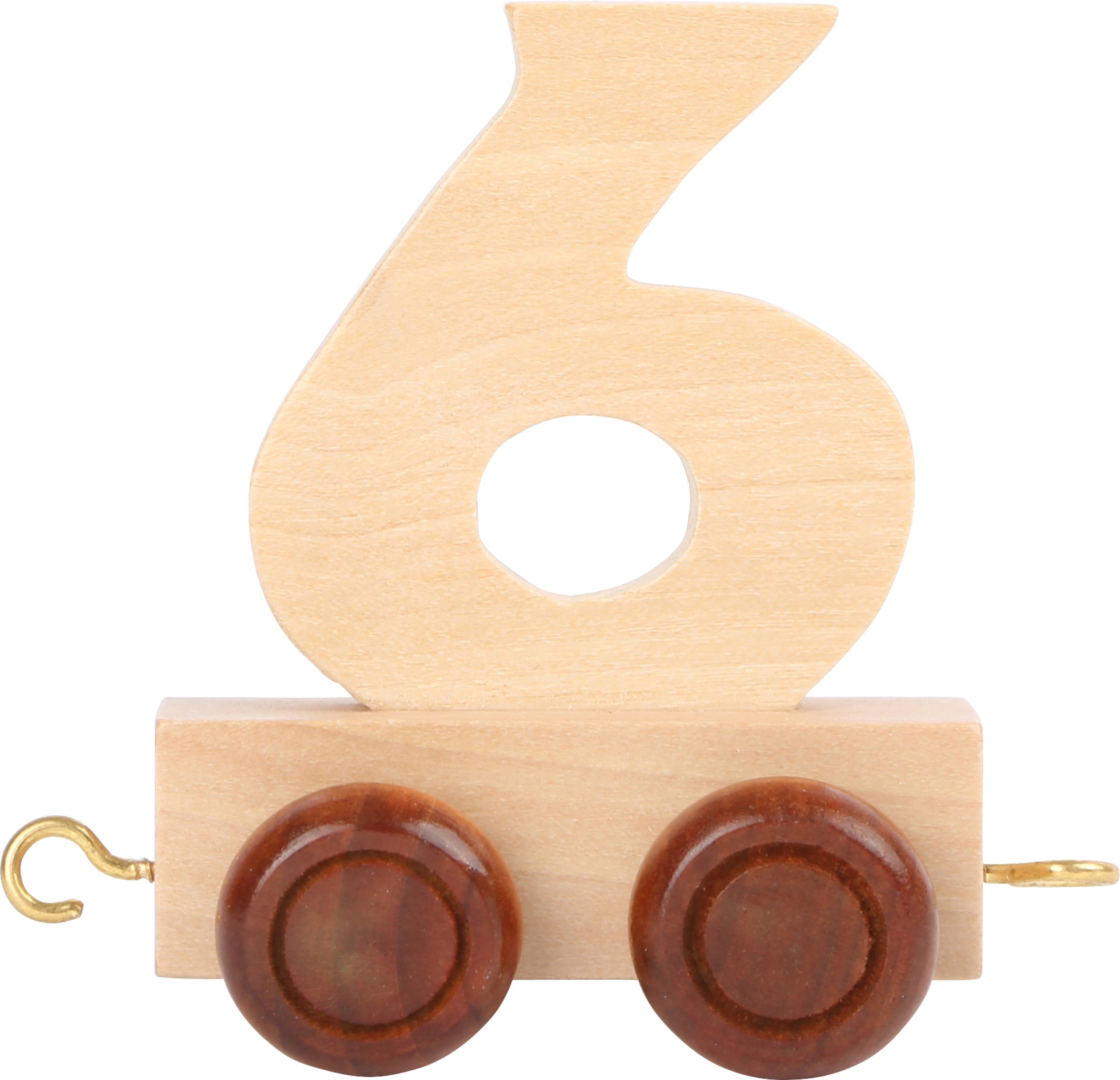 Small Foot 10558 Numbers Train 6" made of Natural Wood with Four Small Wheels as well as Connection Possibilties with Other Numbers Trains