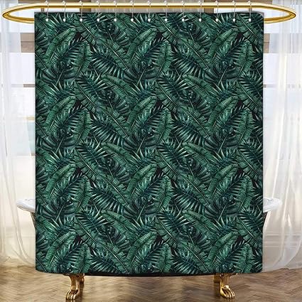 Amazon Com Anhounine Palm Leaf Print Shower Curtain Watercolor