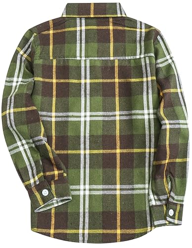 SANGTREE Men's Long Sleeve Flannel Shirt – Plaid Casual Button-Up, Olive Green, 4XL - View #13