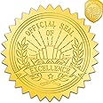 150 PCS Award Certificate Seals, Gold Foil Embossed Official Seal of Excellence, Metallic Embossing Stickers with Serrated Edge Self-Adhesive Wafer Stickers Seal Labels for Certificate (2” Each)