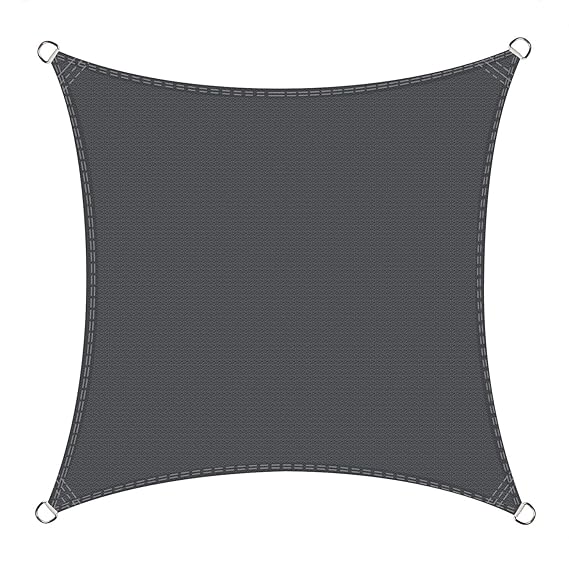 Cool Area Sonnensegel Quadrat 2 x 2 Meter, Sonnenschutz HDPE wetterbeständig für Garten und Balkon, Graphit