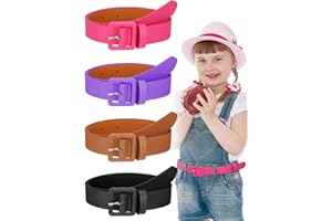 Jeyiour 4 Pcs Kids Leather Belts for Girls Cute Toddler Belts Skinny Belt Waist Belt with Buckle Faux Leather Jeans Belt