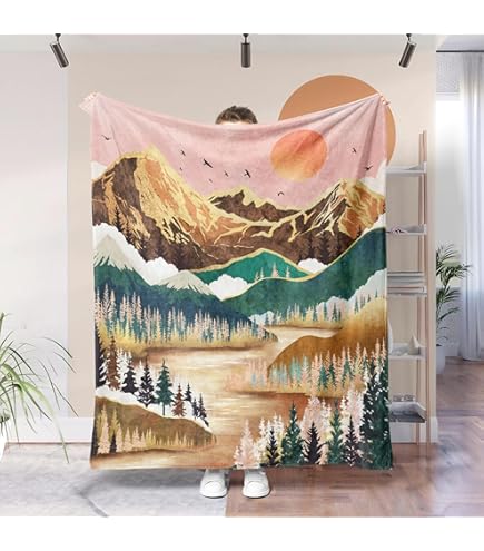 Amazon.com: Neasow Mountain Throw Blanket, Sunset Forest