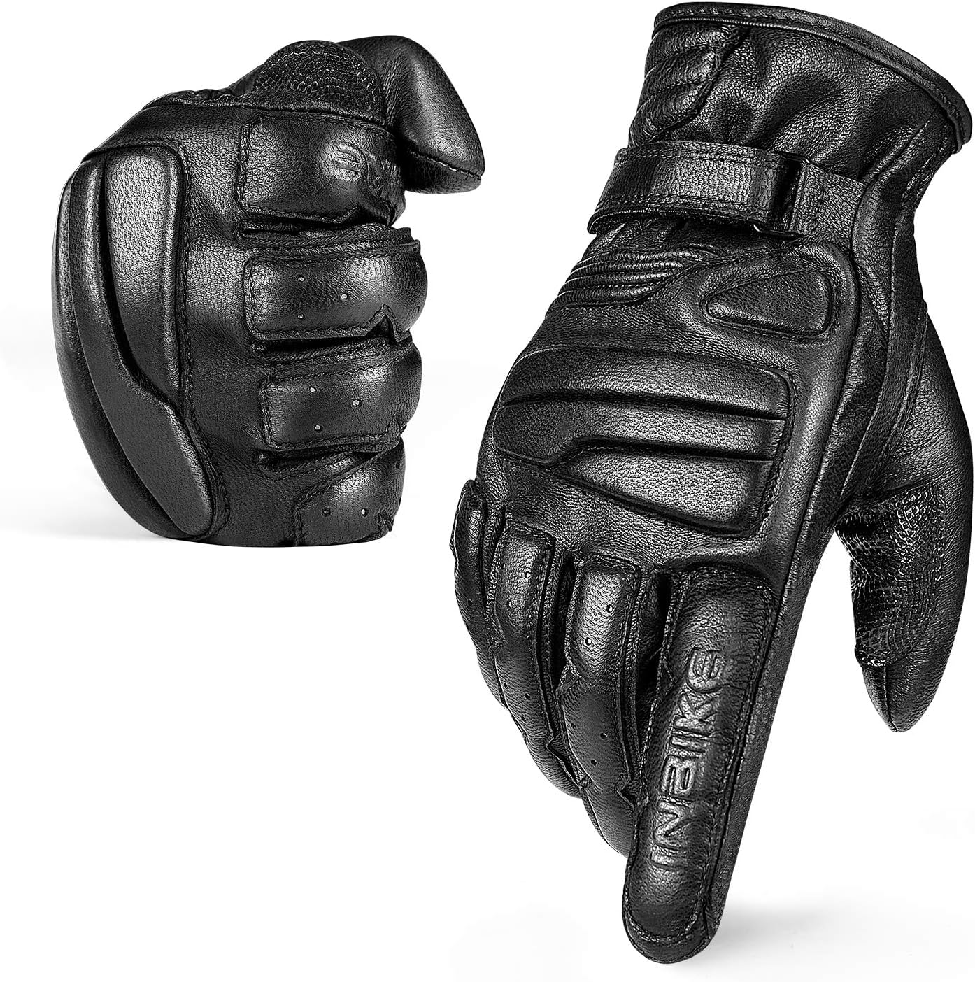 INBIKE Full Goatskin Leather Motorcycle Gloves with 5mm EVA