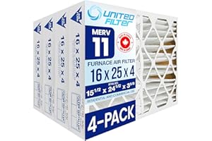 16x25x4 MERV 11 Pleated Furnace Filters (Actual Size 15-1/2 x 24-1/2 x 3-5/8) Clean, Healthy Air - Efficient, Home Climate Co