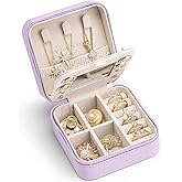 Vlando Small Travel Jewelry Box Organizer - Girls Women Gift Rings Earrings Necklaces Jewelry Storage Display Case with Mirror Purple