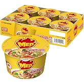 MEP Chicken Cilantro Korean Spicy Ramen Noodle Soup, 3.88 oz Bowls 6-Pack | Savory chicken broth brightened with cilantro and lime; Chewy qq-texture noodles; Microwave-ready bowls; No-mess single serve