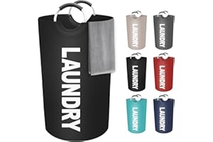 StorageRight 90L Large Laundry Basket, Laundry Hamper, Dirty Clothes Hamper for Laundry, Collapsible, Waterproof Laundry Baskets with Foam Protected Aluminum Handles for Laundry, Dorm, Family (Black)