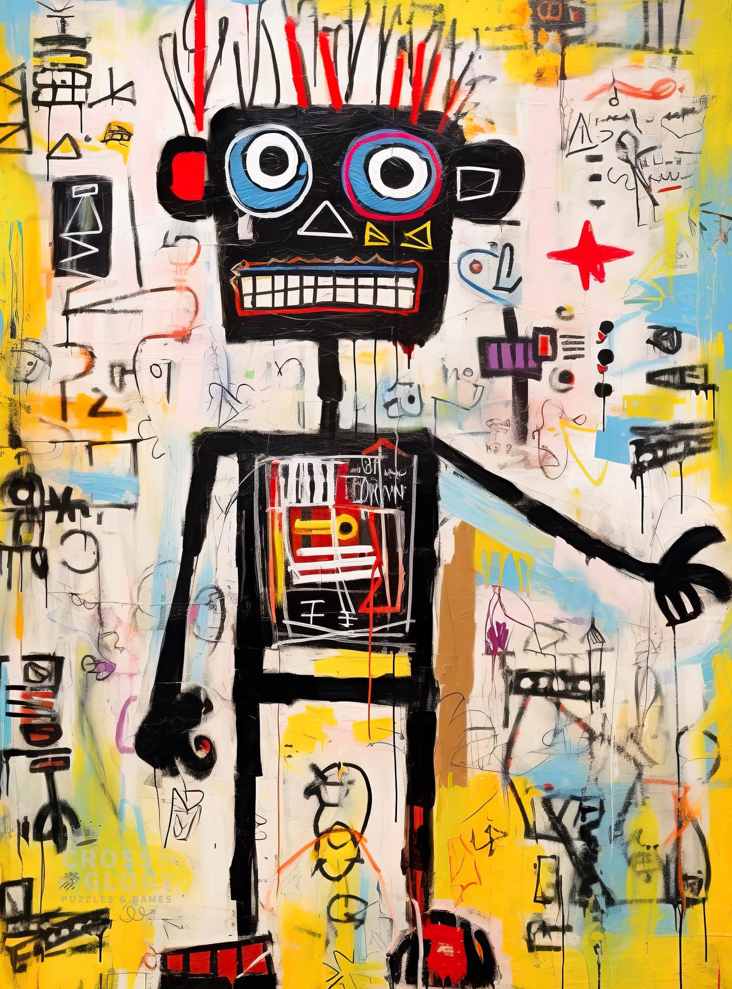 "Neon Robot Rhapsody" - A 1000-Piece Jigsaw Puzzle by Cross & Glory — image 1