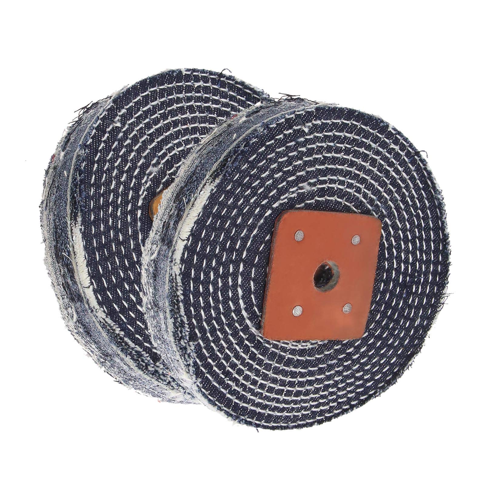 OTOTEC Spiral Stitched Denim Polishing Buffing Wheel Mop Bench Grinder Tool For Metal Jewelry Stainless Steel 6 Inch x 1 Inch 2Pcs