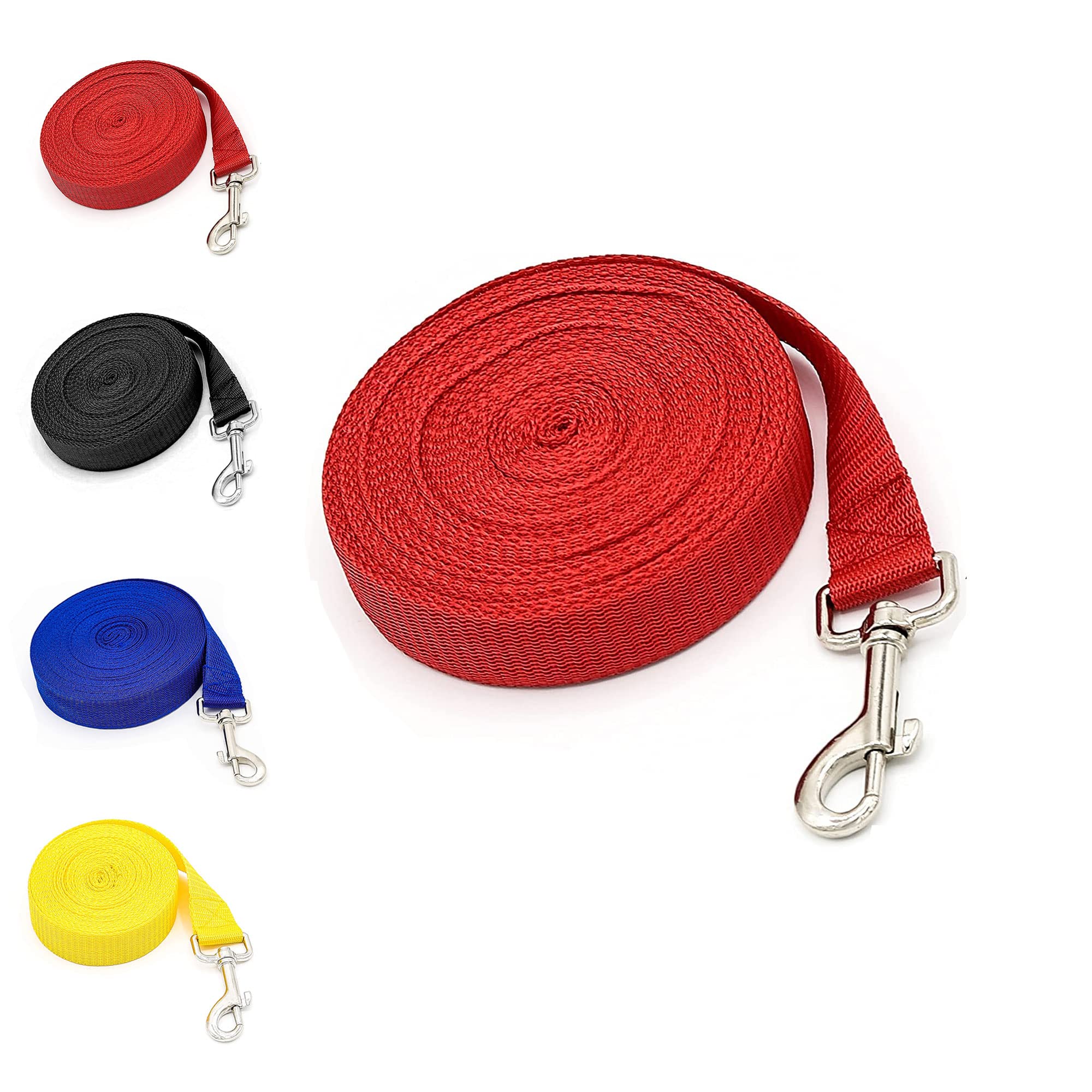 Dog Training Lead Leash Extra Long Line,10m Nylon Leash for Large Medium & Small Dogs Great for Pet Recall Training Obedience, Play, Running, Camping Backyard Strong lead with Metal hook (Red)