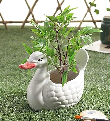 Ceramic Planter Pot Plant Container Decorative Big White Duck
