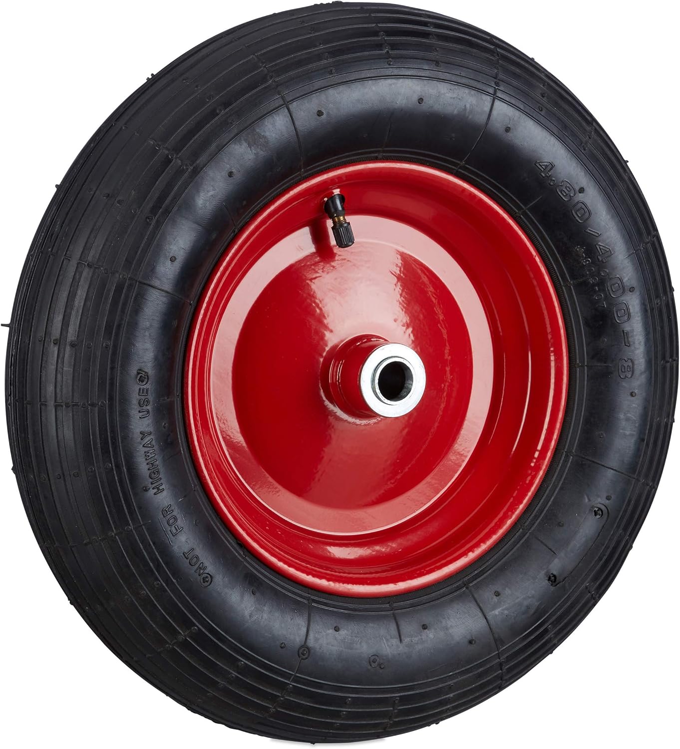 Relaxdays Schubkarrenrad 4.00-8 Luftreifen schwarz-rot