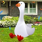 Leyndo 6 ft Spring Porch Goose Inflatable Outdoor Decoration Large Spring Cute Silly Goose Blow up Yard Decor with Built-in LED Light for Lawn Garden Patio Holiday Party Indoor Outside