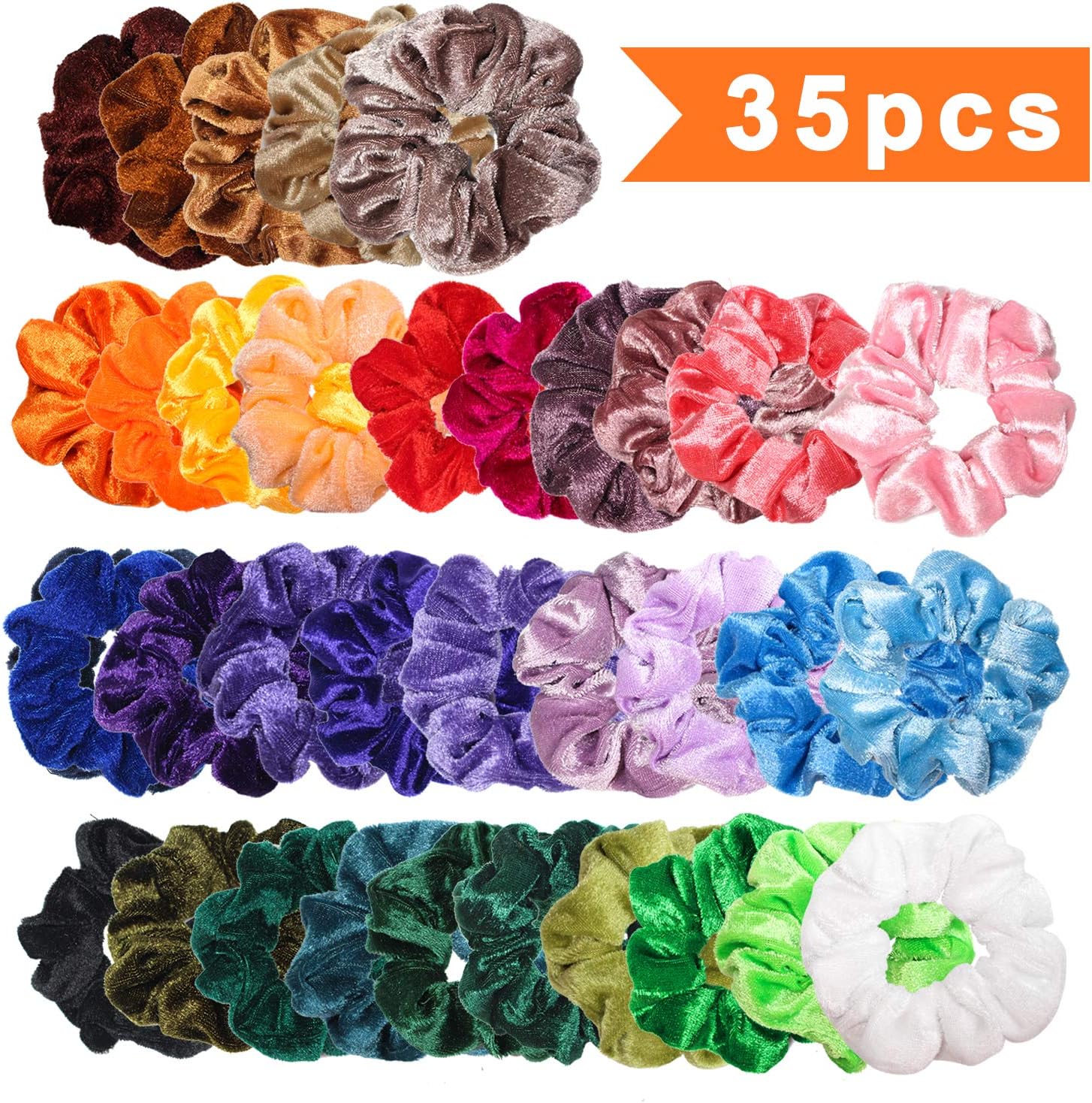 Hair Scrunchies 35 Pcs Velvet Elastic Hair Bands Scrunchy Hair Ties Ropes Scrunchie for Women Girls Hair Accessories SKOCHE