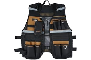 MELOTOUGH Tool Vest Reflective Safety Tool Vest with Removable Phone Holder for Electrician,Carpenter,Construction