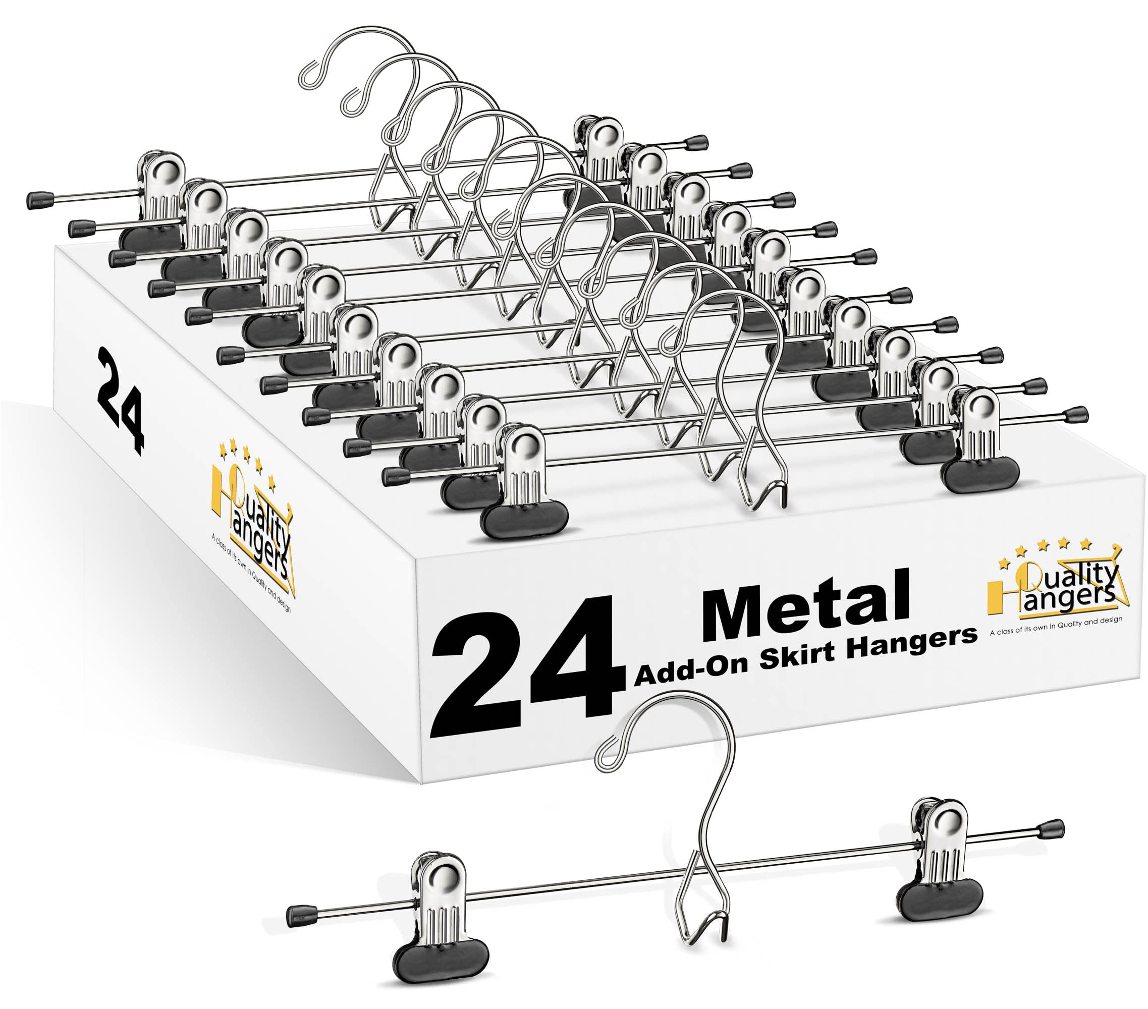 Quality Hangers Hangers Chrome Add-on Skirt/Slack Hanger, Set of 6 Chrome 24