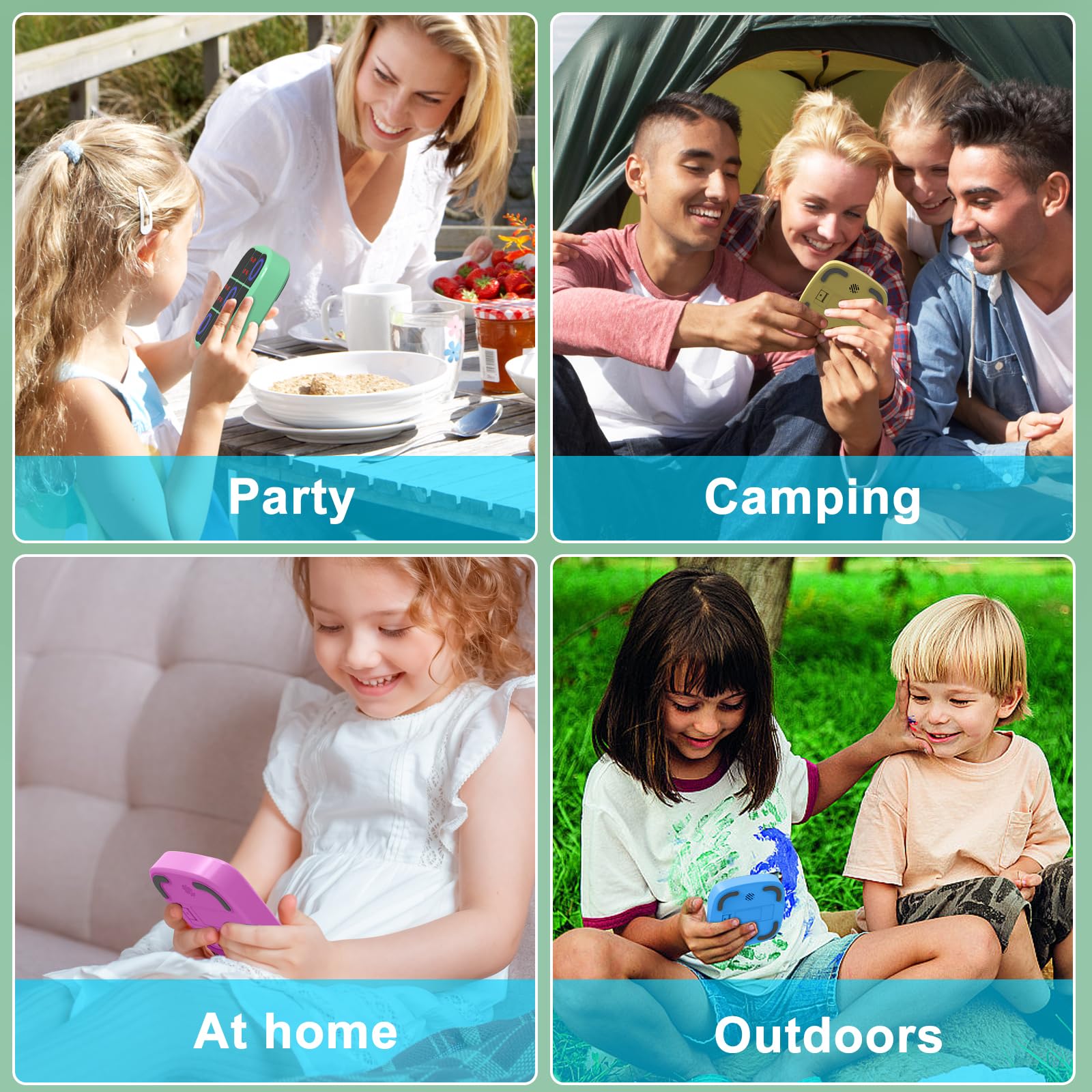 Tic-Tac-Toe Bolt Game, 4-in-1 Handheld Puzzle Games Console, Electronic Tic-Tac-Toe Game for Educational and Memory Growth, Portable Travel Games for Car Ride, Board Games for Kids and Adults (Cyan)