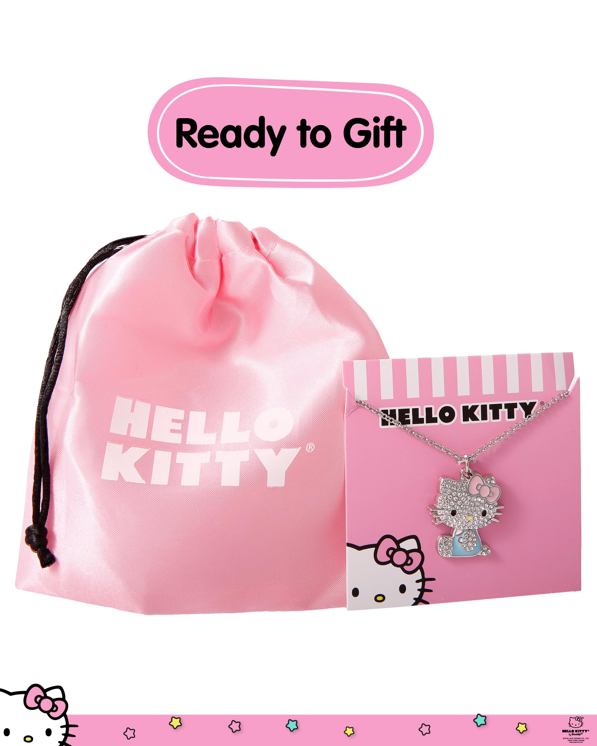SALLY ROSE Sanrio Hello Kitty Pave Crystal Pendant Necklace Official License, 16