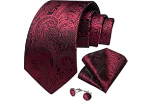 Mens Ties Necktie and Pocket Square Cufflinks Set for Wedding Business