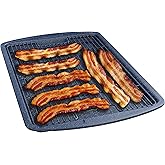 Cookie Sheet with Wire Rack Set, 2-Piece Nonstick Blue Marble Carbon Steel Pan & Cooling Rack, Space-Saving Stackable Set, PFOA, PFOS, PTFE Free, Oven Safe Up to 450°F, 17.4" Pan & 14.7" Rack