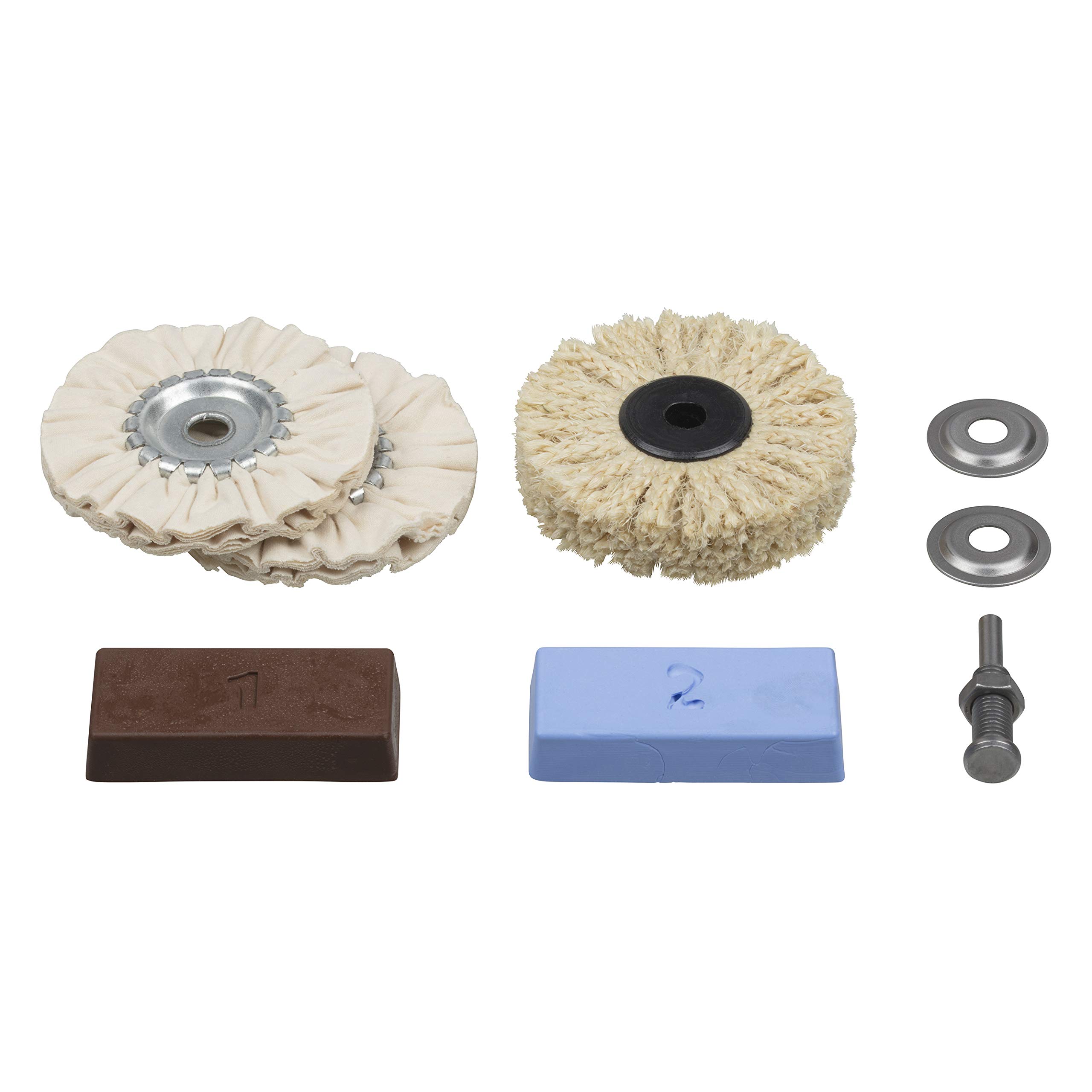 wolfcraft professional polishing set I 2179000 I Polishing pastes, mandrel, sisal brush, buffing discs for high-gloss polishing