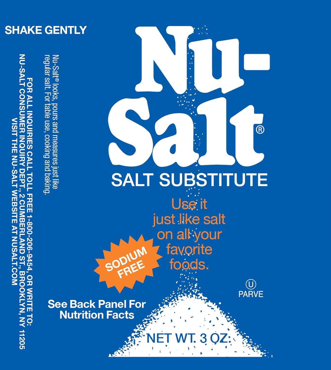 Nu Salt, 3-Ounce Shaker (12 Count) : Salt Substitutes : Grocery & Gourmet Food