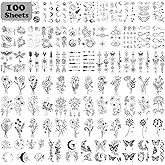 Cerlaza 100 Sheets Temporary Tattoos for Women Adult, 420 Mixed Styles Tiny Branch Fake Tattoo Stickers that Look Real and La