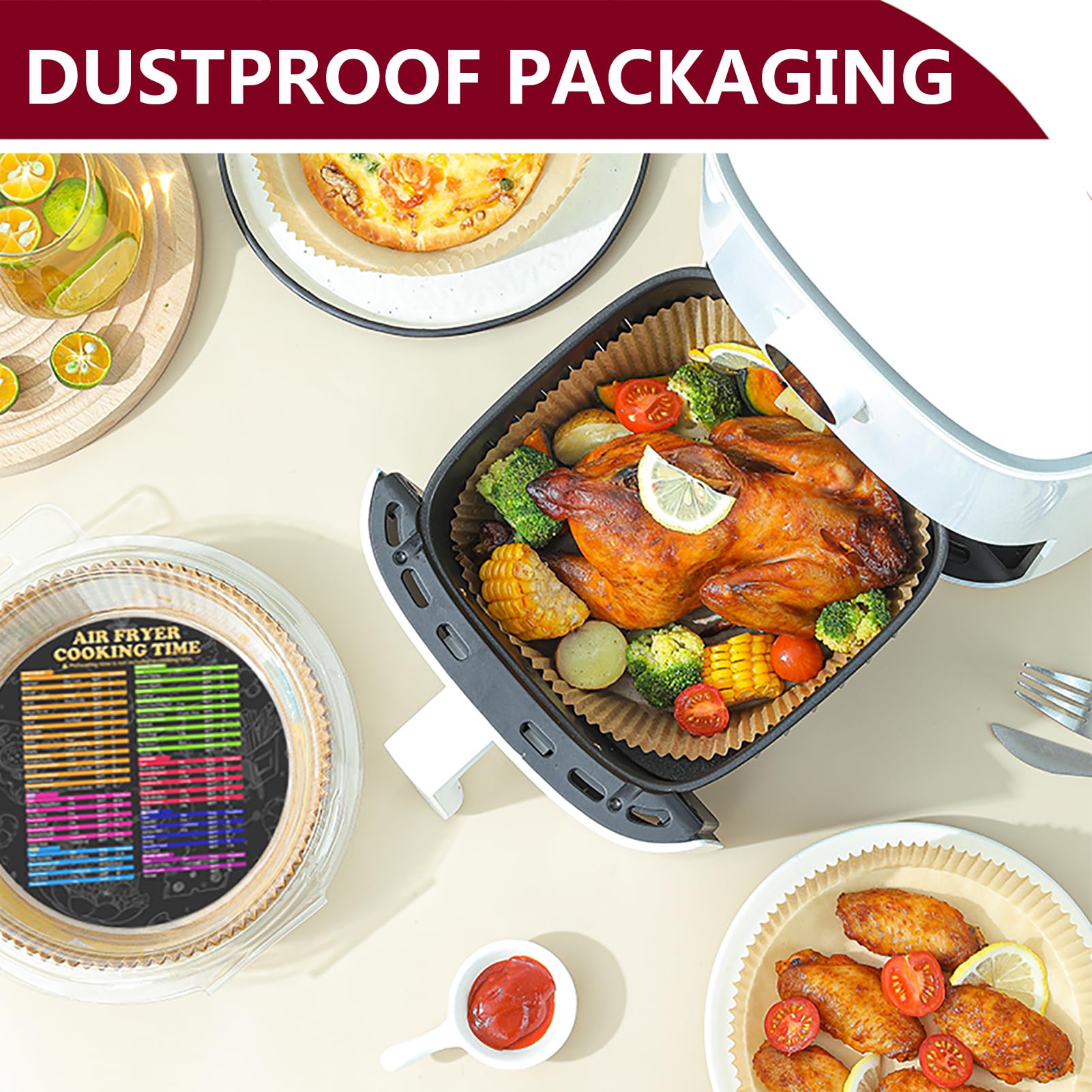 225PCS Air Fryer Liners for Ninja AF101/ AF150AMZ / AF161 Max XL Air Fryer, 8 Inch Round Air Fryer Parchment Paper Liners for 4-8QT Basket, Non-stick Oil Resistant Airfryer Liners