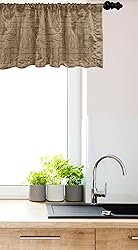 Ambesonne Rustic Window Valance, Wooden Texture