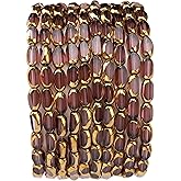 DADIFEN Glass Rice Beads Clear Purple 4x6mm 50pcs Faceted Oval Golden Edge Crystal Loose Beads for DIY Craft Jewelry Making