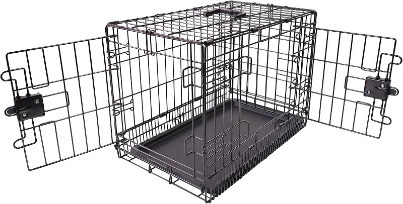 Amazon Basics Small Metal Dog Crate with Double Doors 61 cm L x 46 cm W x 51 cm