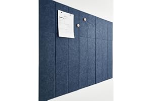 VIVELDA Large Cork Boards for Walls -Pack of 24- Black Felt Wall Tiles - Bulletin Board Panels for Office Home Decor, Push Pin Corkboard Organizer for Office or Classroom (Indigo)