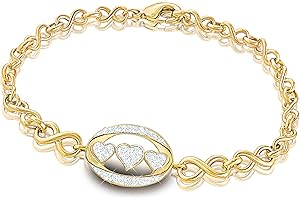 The Danbury Mint I Love You Diamond Bracelet - Gold Bracelet - Diamond Jewelry - Gift for Her - Romantic Gift #4398-005