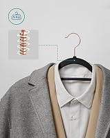 SONGMICS Velvet Hangers Set of 50; 0.6 cm Thick, 43.5 cm Long, Rose Gold/Black view 4