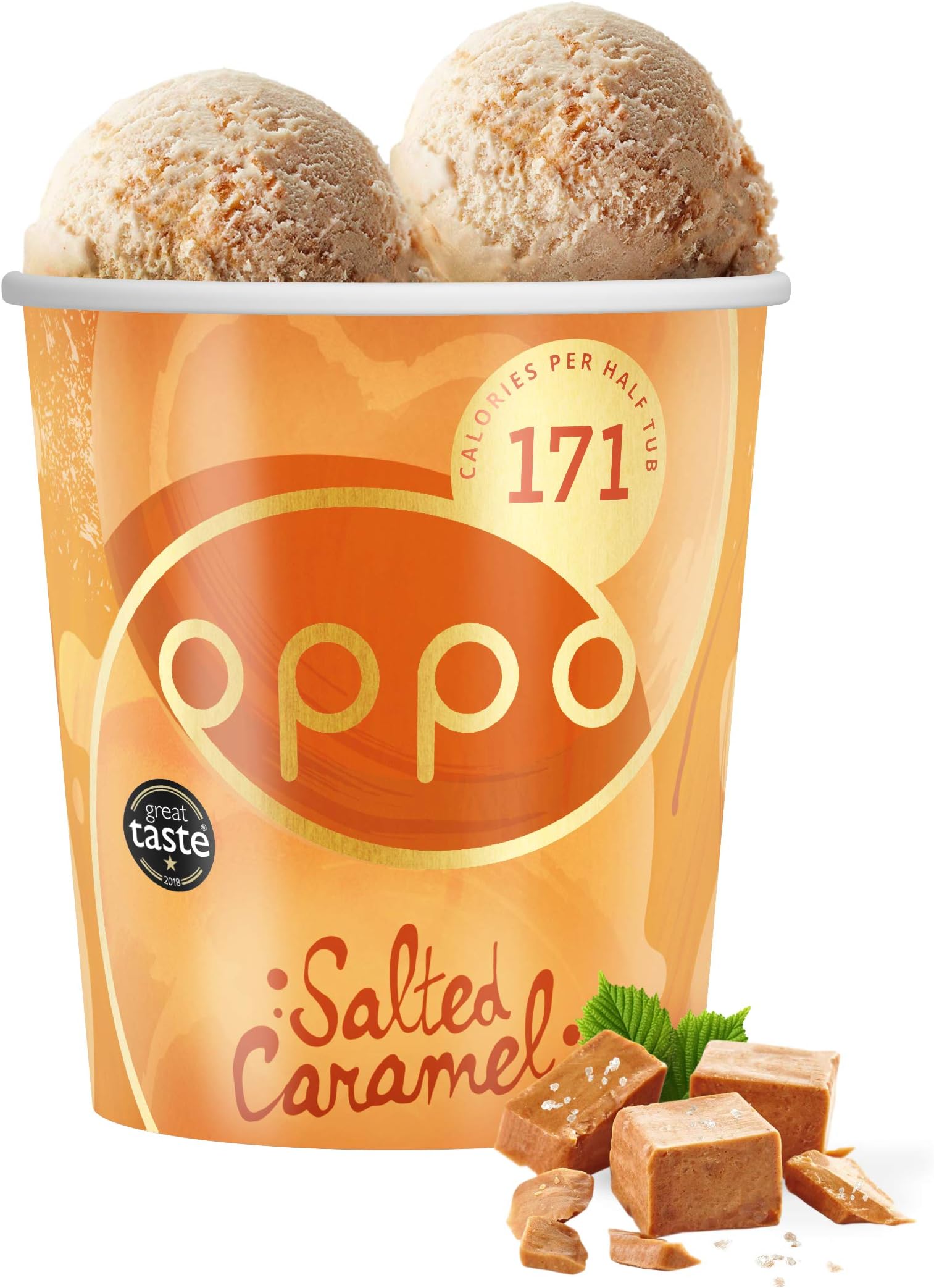 Oppo Ice Cream Salted Caramel Ice Cream with a Hint of Lucuma, 475ml (Frozen)