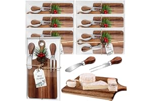 6 Set Christmas Gifts Bridal Shower Favor Wooden Square Cheese Board Gift Set Cheese Knives Mini Cutting Board Bulk Set Chris