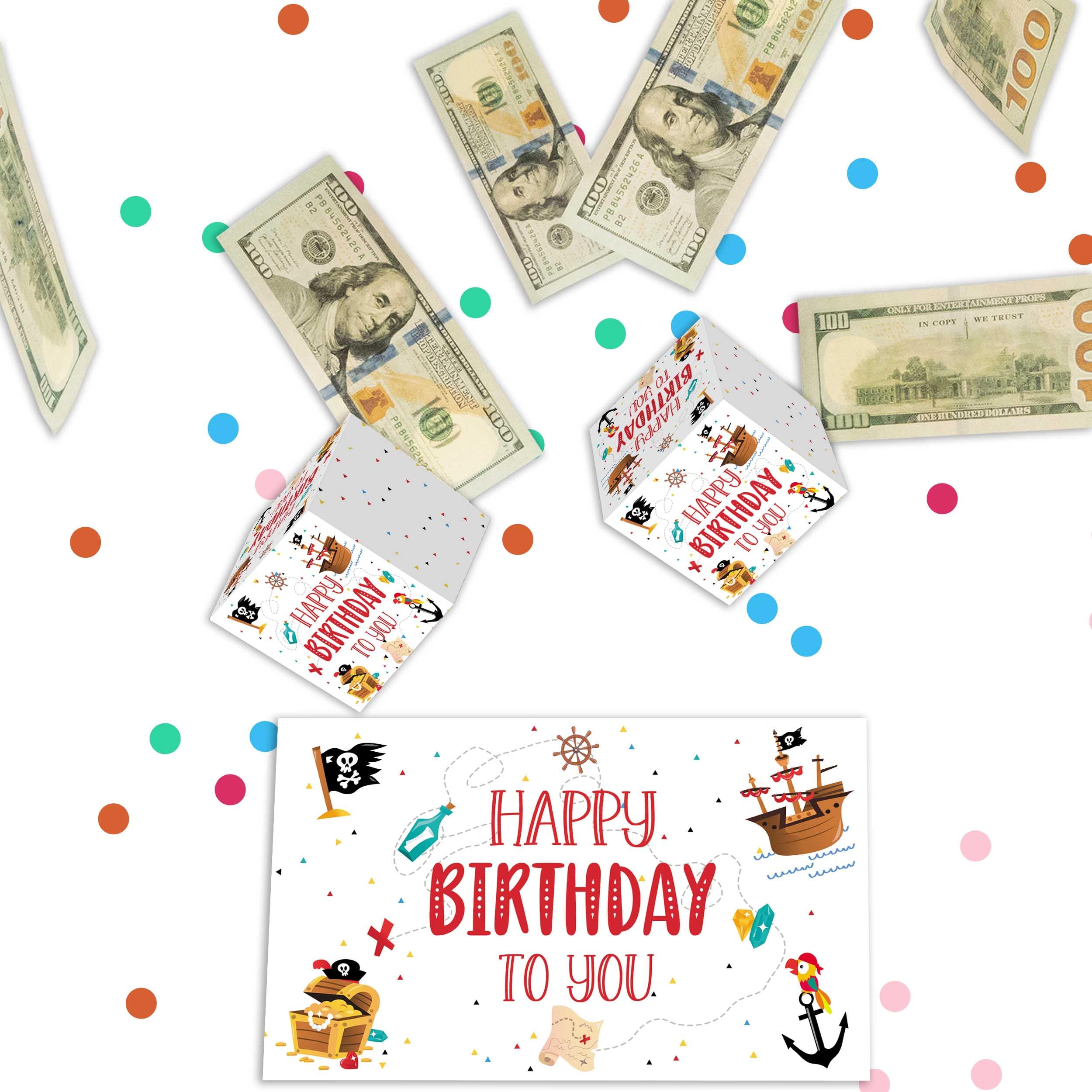 Photo 1 of Cash Birthday Money Box Exploding Gift Box, Birthday Surprise Gift Box Explosion for Money, Pirate Surprise Gift Money Box Gifts for Boys Girls, Pop Up Birthday Card with Confetti