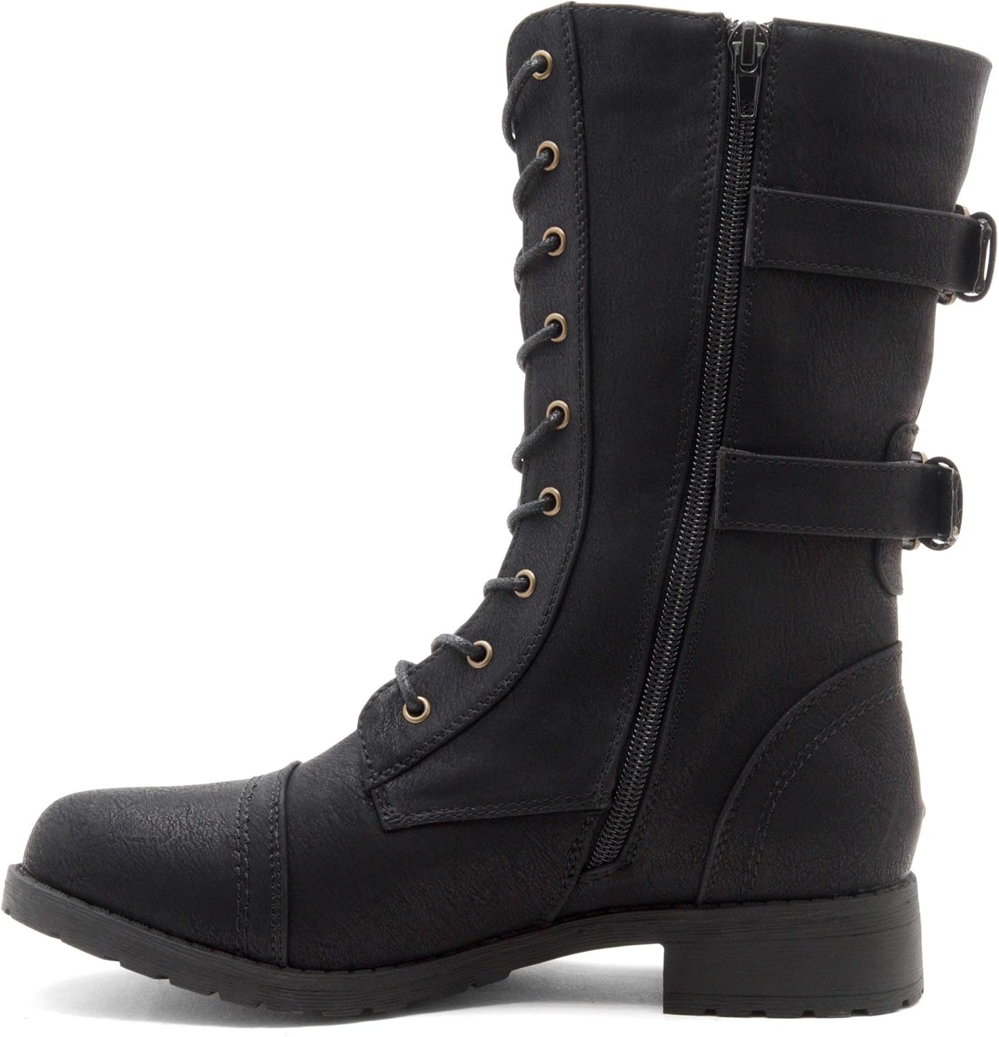 Herstyle Florence2 Women's Ankle Lace Up Military Combat Booties Mid Calf Boots: Shoes