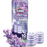 Clorox Scentiva ToiletWand Refills, Lavender and Jasmine, 10 Count | Disposable Toilet Brush Scrubbing Pads, Eliminates Hard Water and Lime Stains 2X Faster than Using a Manual Brush