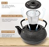 SUSTEAS Teapot Japanese Tetsubin Cast Iron Kettle 900ml Black with Infuser view 5