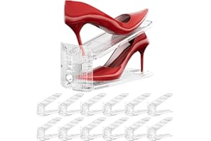 Neprock Shoe Slots Organizer for Closet, Acrylic Shoe Storage Organizer Shelf Shoes Stackers Space Saver 50%, Adjustable Doub