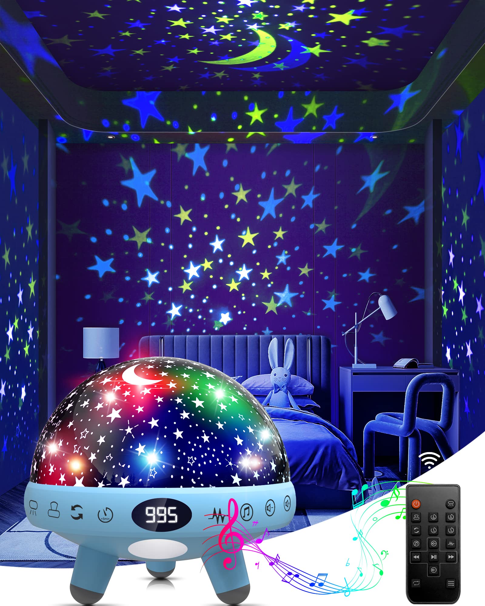YACHANCE Baby Night Light Star Projector for Children Kids Lights Toys for Boys Gifts White Noise Machine with 29 Soothing Sounds.Sound Machine